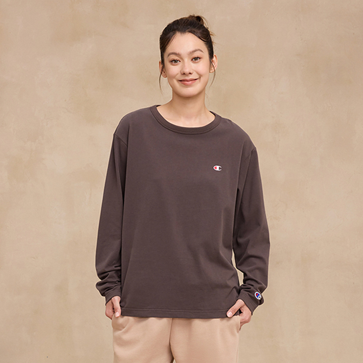 Champion 【冠军品牌】秋季男女同款刺绣小Clogo长袖T恤情侣款薄款