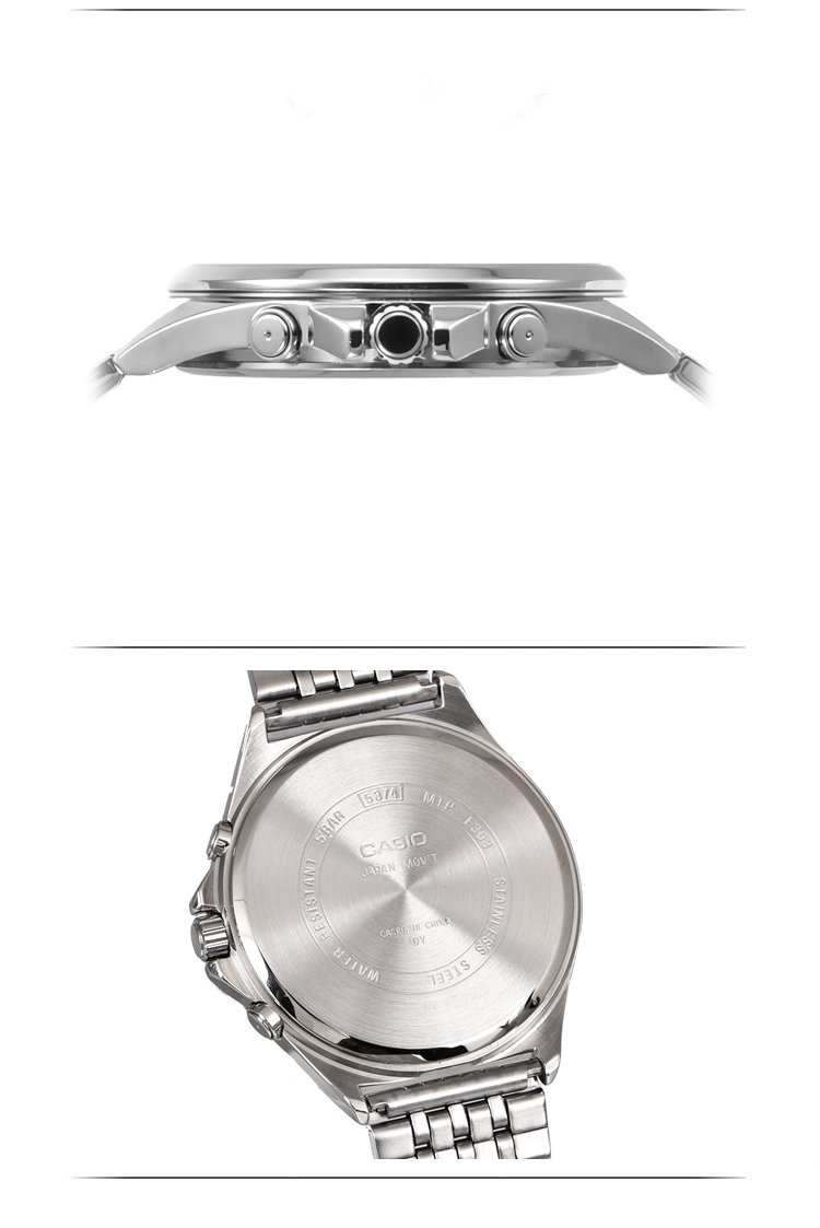 casio 指针系列时尚商务男表白色