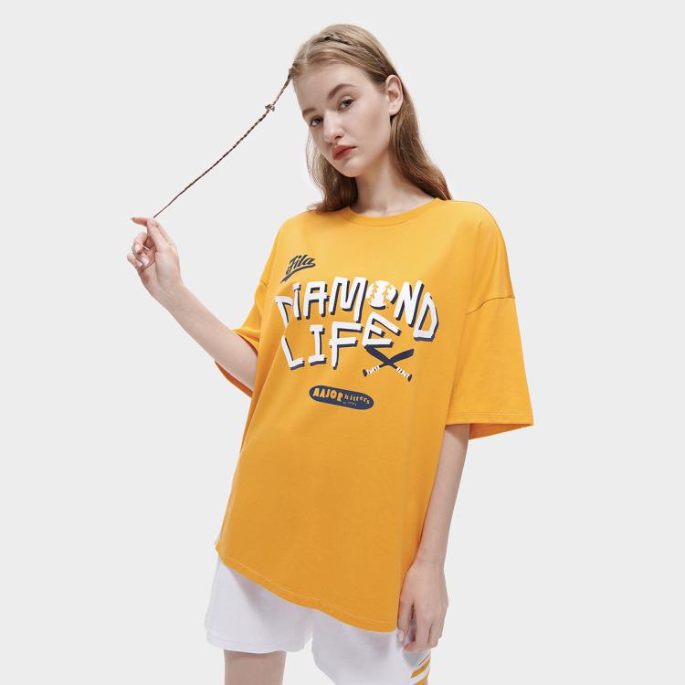 Fila 女装fusion系列夏季轻薄运动t恤女宽松舒适针织短袖衫 In Yellow