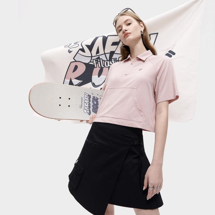 Fila 女装fusion系列女式polo衫女针织短袖polo衫 In Pink