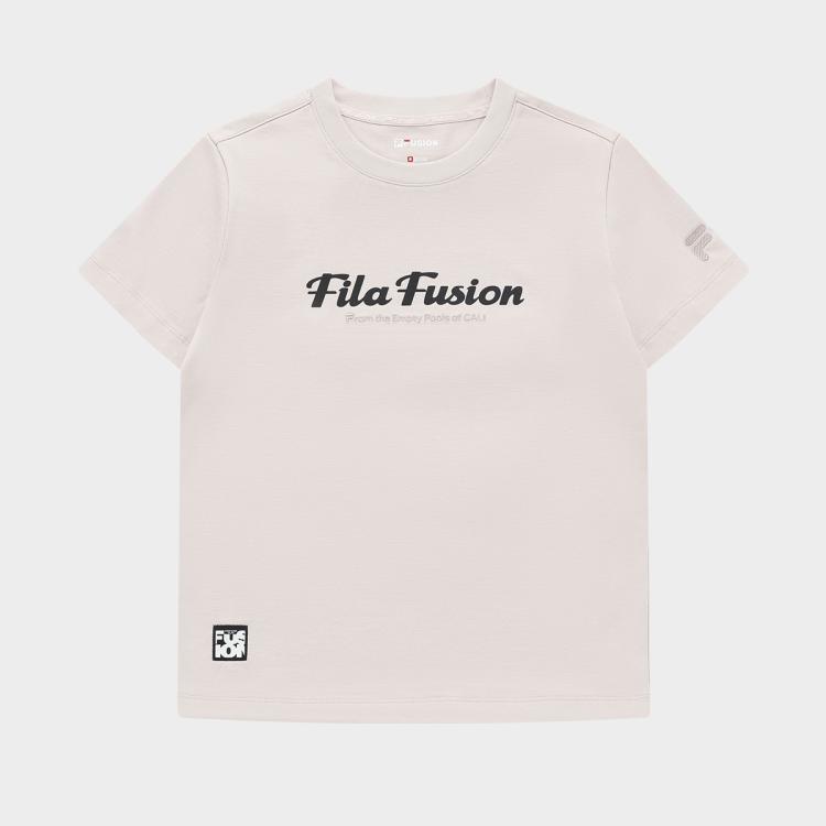 Fila 【纯棉】女装fusion系列运动t恤女士圆领基础针织短袖衫 In White