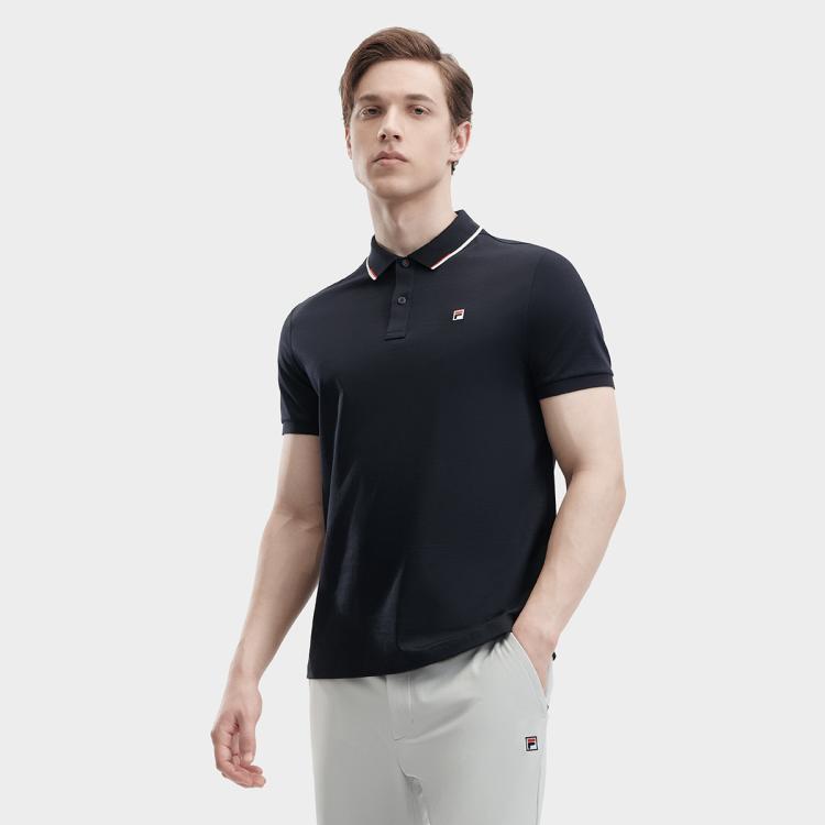 Fila 【larfi拉斐整理】男装商务透气polo衫男士针织短袖上衣 In Blue