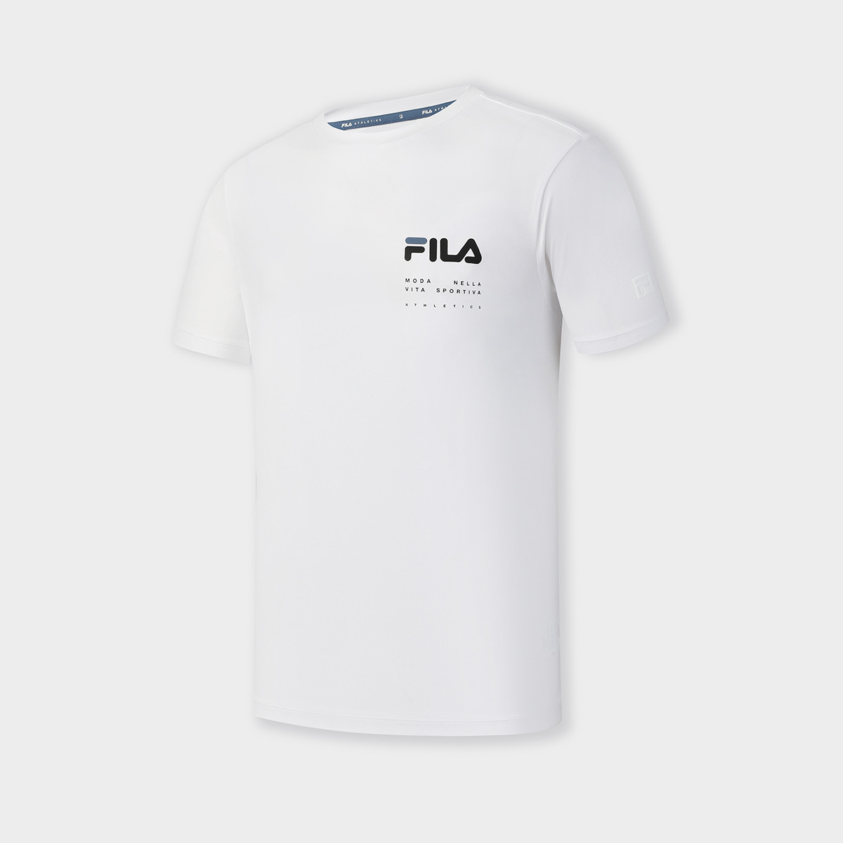 FILA 【抗菌/抗紫外线】男装男式运动T恤男士基础透气圆领针织短袖衫