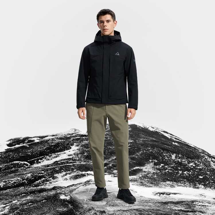 FILA 【加绒】男装运动外套男士户外保暖简约百搭基础连帽上衣两件套