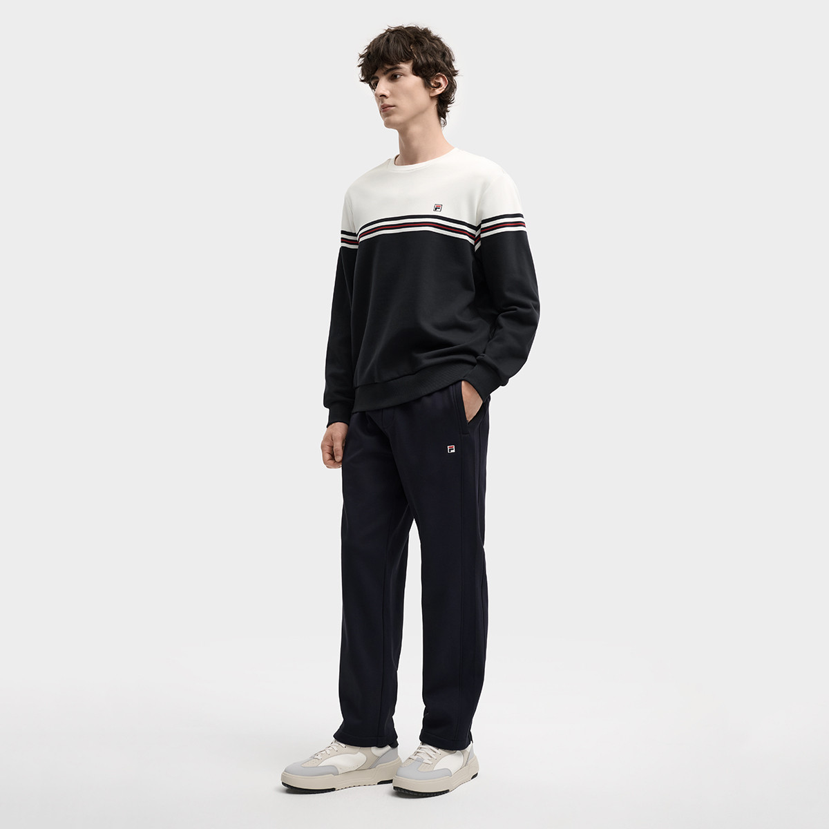 FILA 斐乐运动卫衣男士时尚休闲简约百搭舒适纯棉针织套头衫