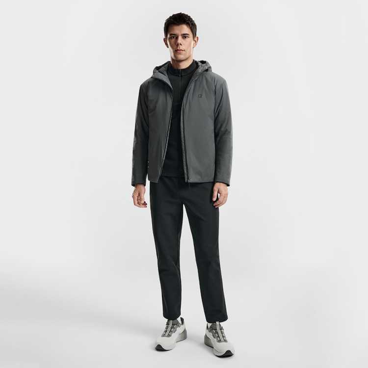 FILA 【新雪丽棉】男装健身运动棉衣男士简约宽松舒适保暖连帽棉服外套