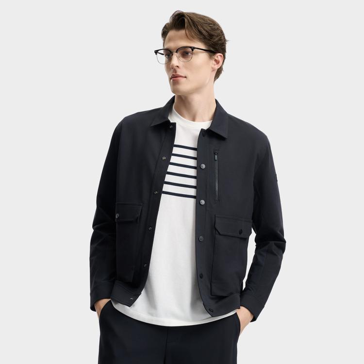 FILA 斐乐行政夹克丨商务行政夹克男士时尚工装微弹舒适针织长袖外套