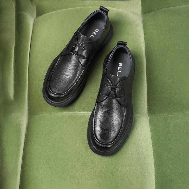 BELLE 【畅销推荐】百丽系带商务鞋男鞋秋舒适牛皮革爸爸鞋休闲皮鞋