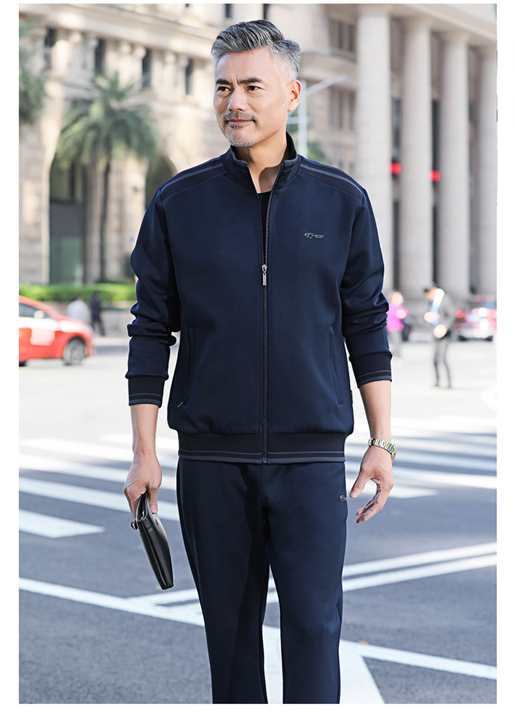 春季男士运动套装爸爸中老年男装套装休闲运动服男装俩件套
