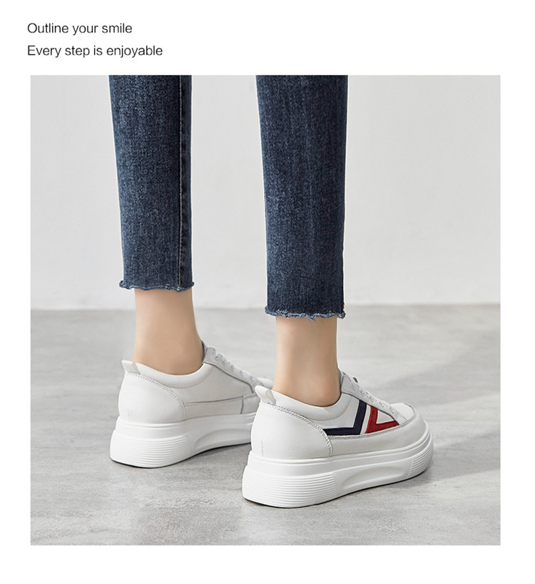 【牛皮】秋季新款女士百搭厚底平板鞋子女运动休闲鞋女小白鞋女鞋
