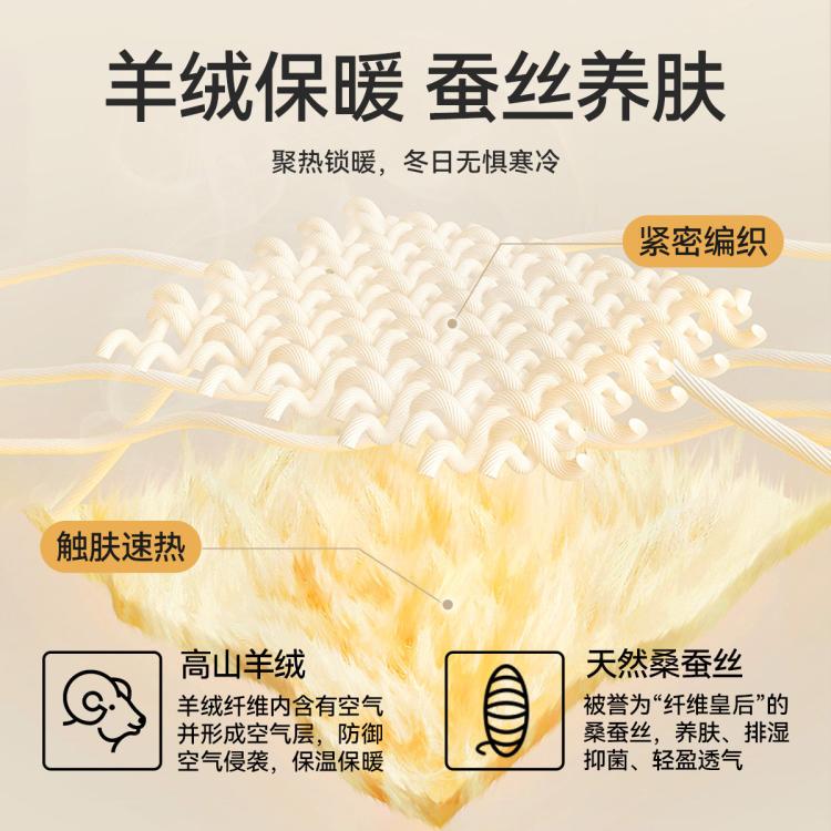 猫人 【蚕丝羊绒保暖套装】冬男士保暖内衣本命红品爸爸秋衣秋裤套装男