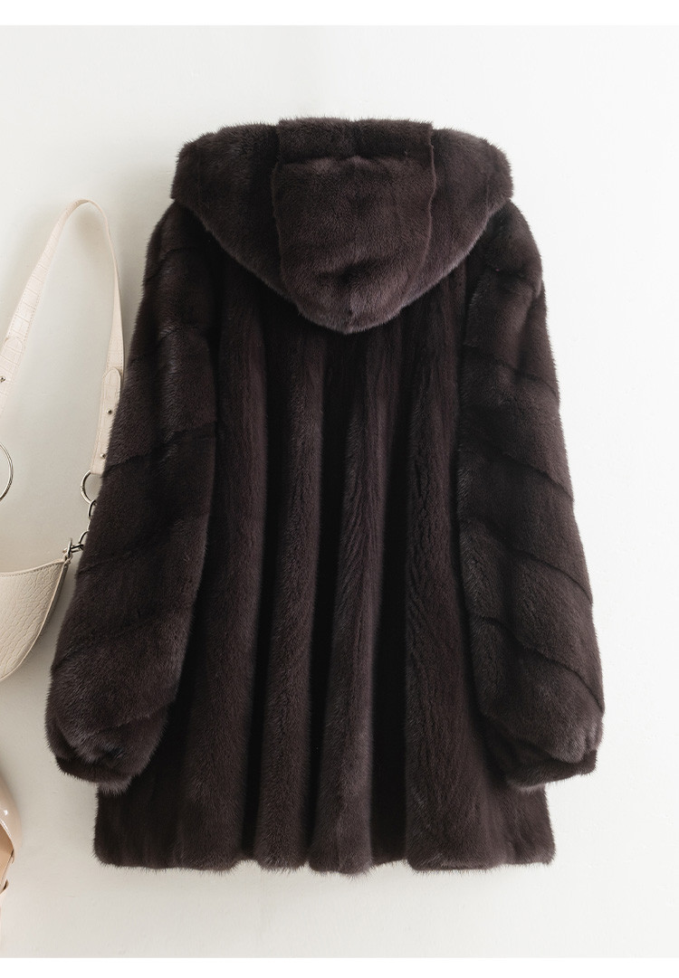 秋冬中长款貂皮大衣丹麦进口水貂毛皮气质皮草外套