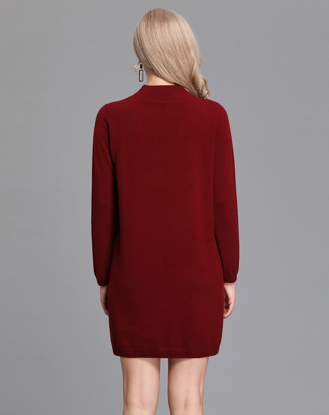 恩佐秋冬纯色长袖羊绒半高领羊毛衫经典时尚休闲女长裙