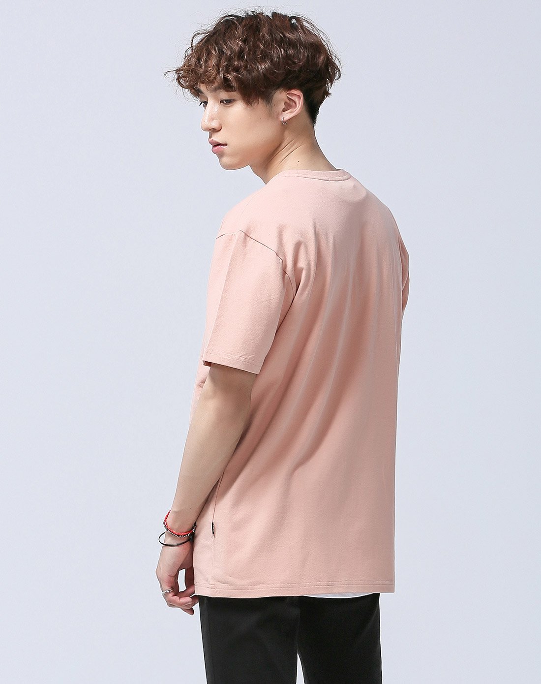 韩都衣舍amh日常简约圆领植绒短袖t恤