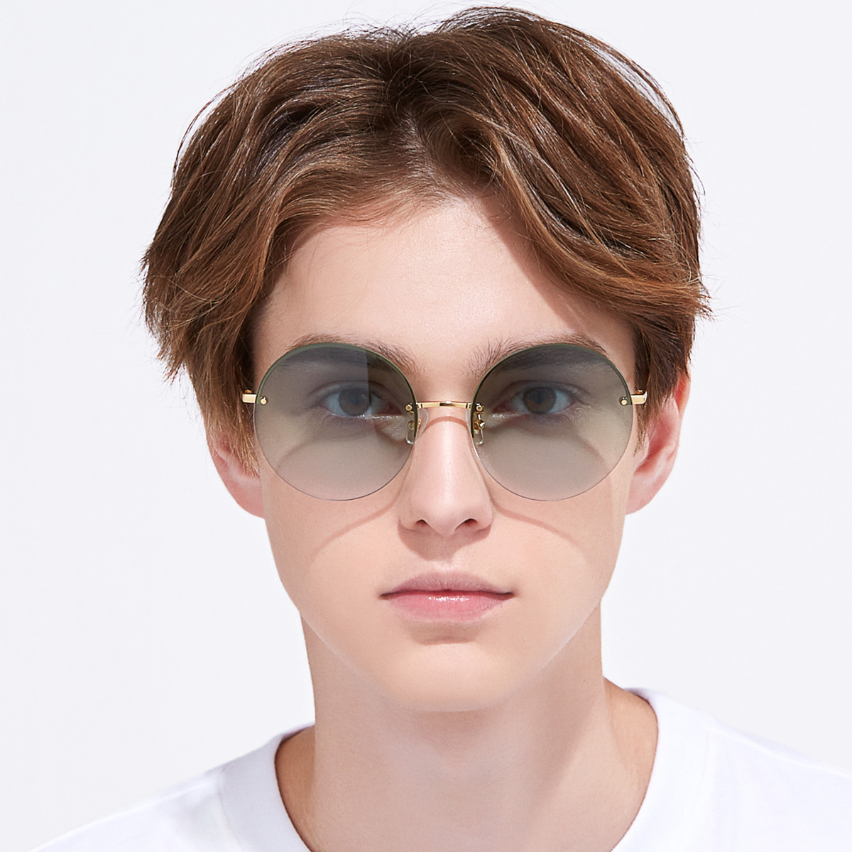 aojo太阳眼镜浅色片女墨镜潮流圆框太阳镜