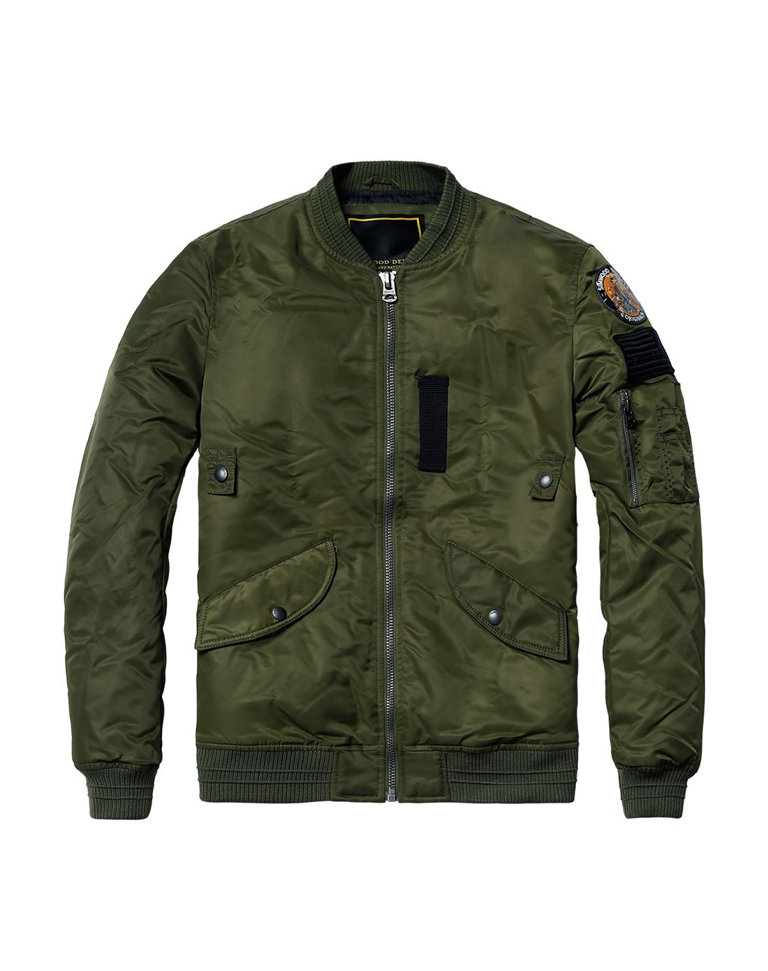 simwood简木男装动漫徽章印花棉服海军绿