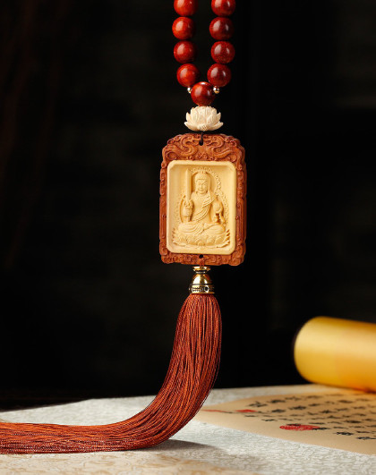 开光本命佛汽车挂件生肖守护神莲花祥云纹观音保平安车饰