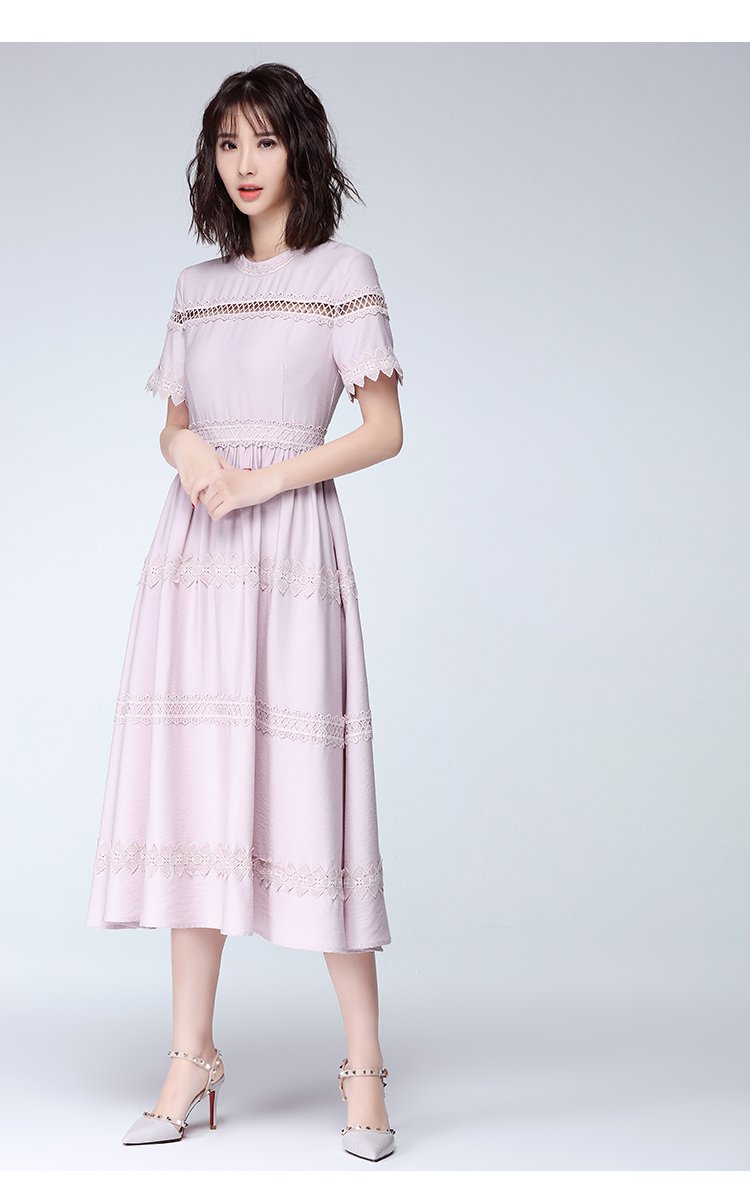 时尚修身气质大摆中长款连衣裙