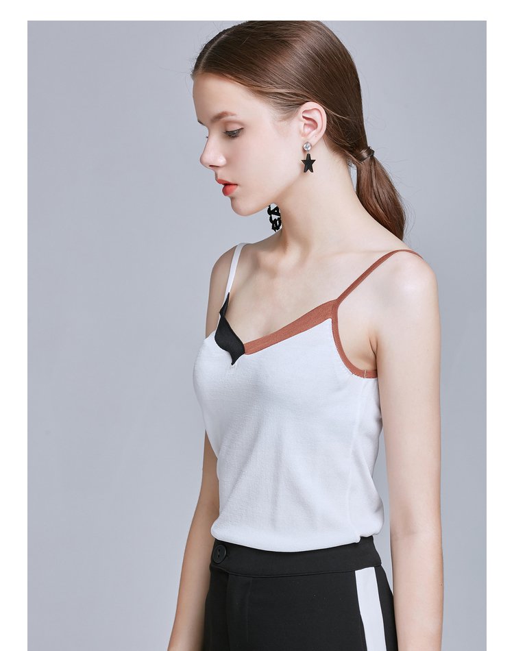 性感低领针织吊带衫