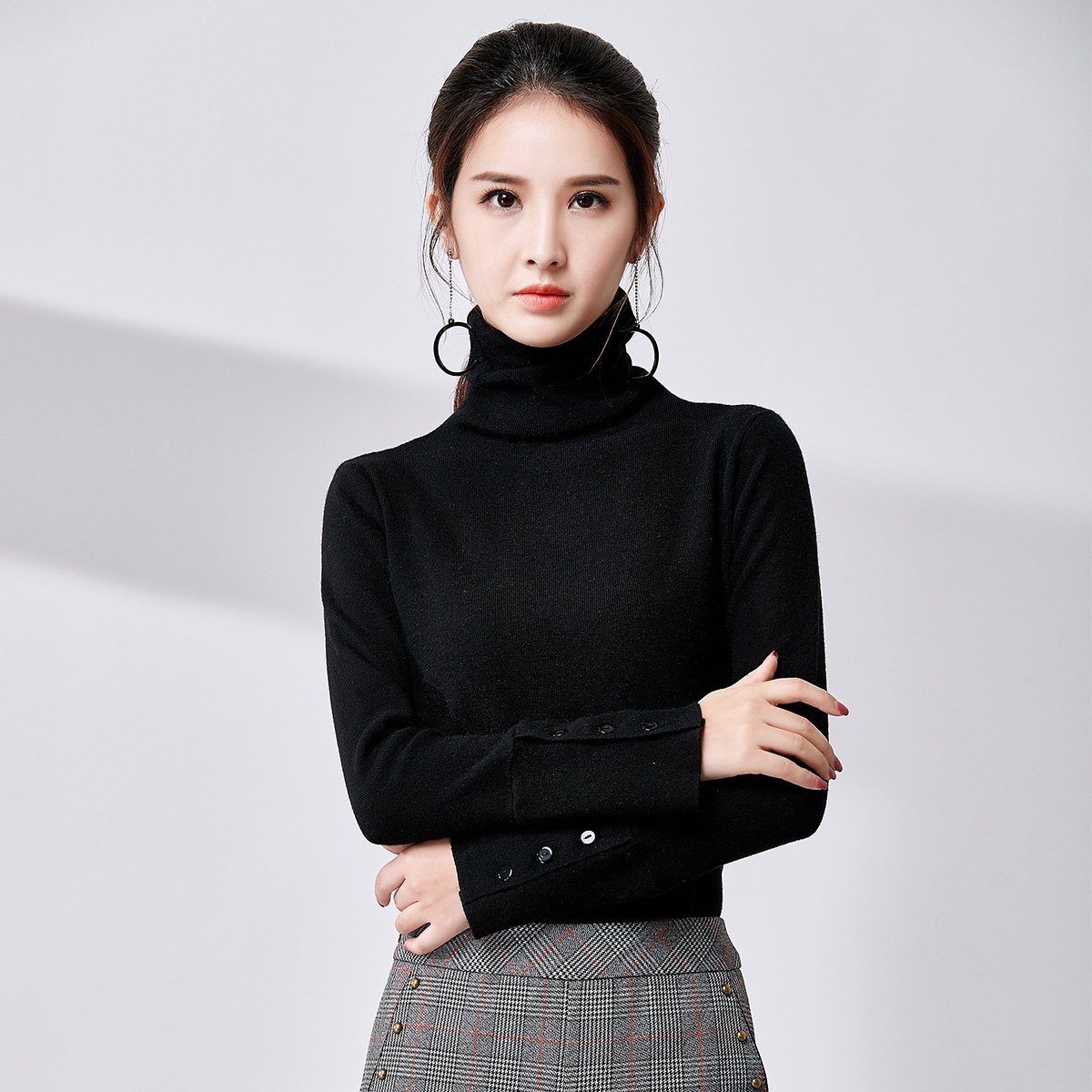 秋冬新款时尚针织衫女修身显瘦打底衫上衣韩版长袖套头休女款毛衣