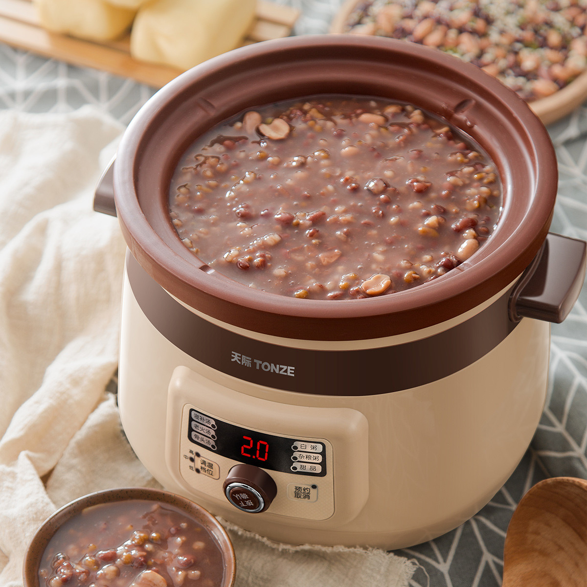 天际3l紫砂锅电炖锅全自动家用煲汤砂锅 煮粥煲汤电炖锅