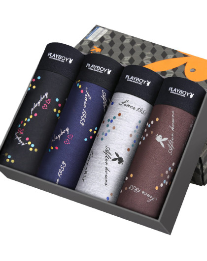 (热销推荐)(4条装)男士兰精粘胶短裤明筋点胶四角裤印花男士内裤