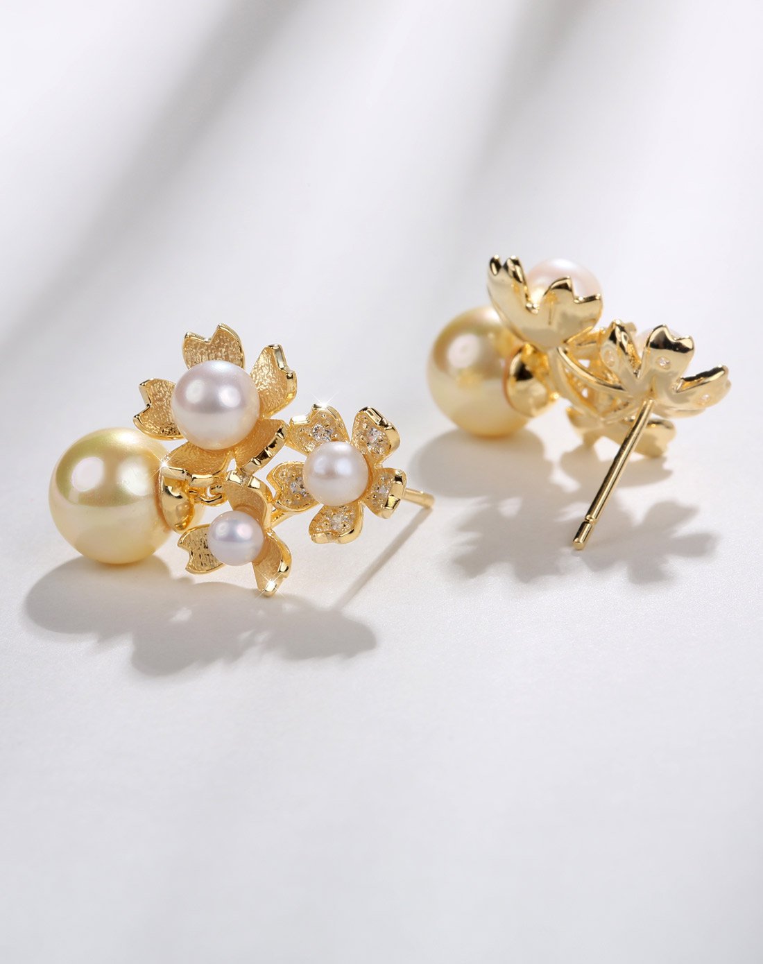 agovski蔻斯琦精致丁香花耳环s925银优雅大气淡水珍珠耳钉