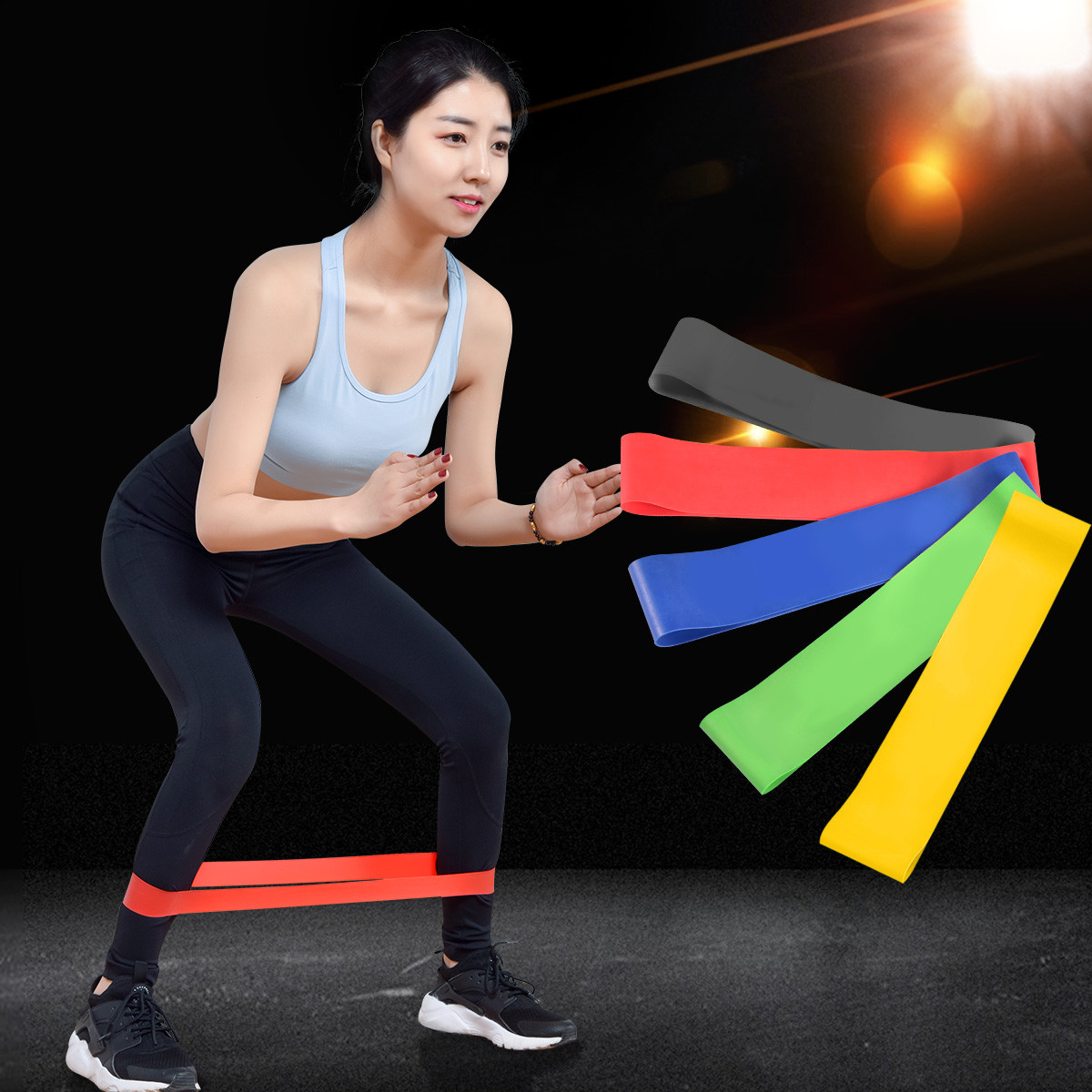 拉力带5条装瘦腿虐臀抗拉耐用天然橡胶瑜伽弹力带健身力量训练