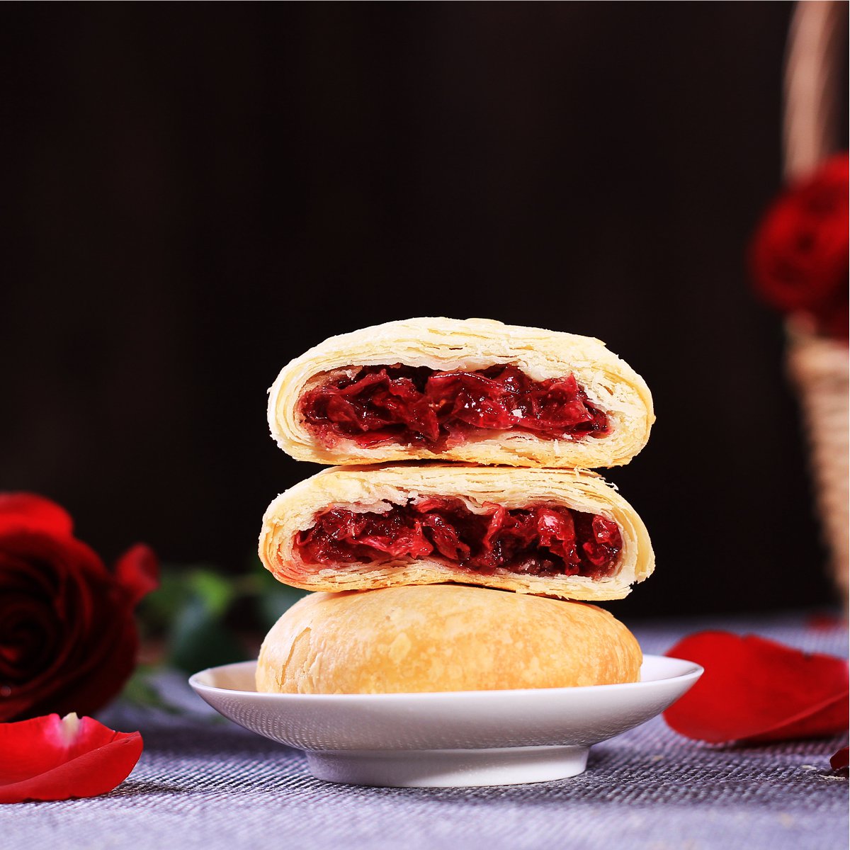 原味玫瑰鲜花饼240g*3(40g*18枚)