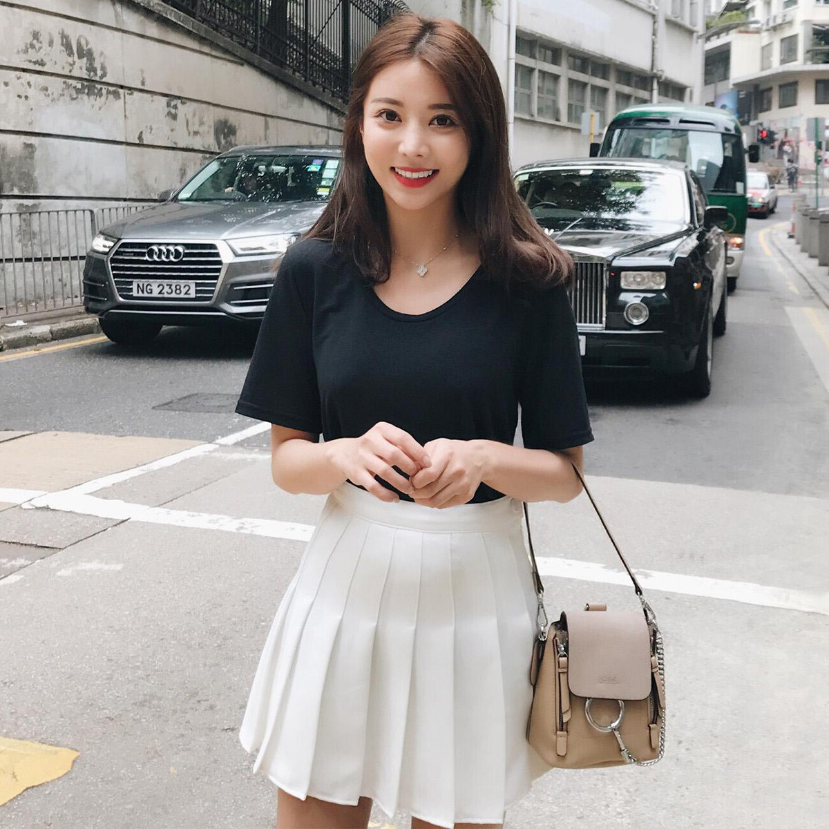 春夏 抖音爆款百搭防走光百褶裙花苞裙a字短裙半身裙女