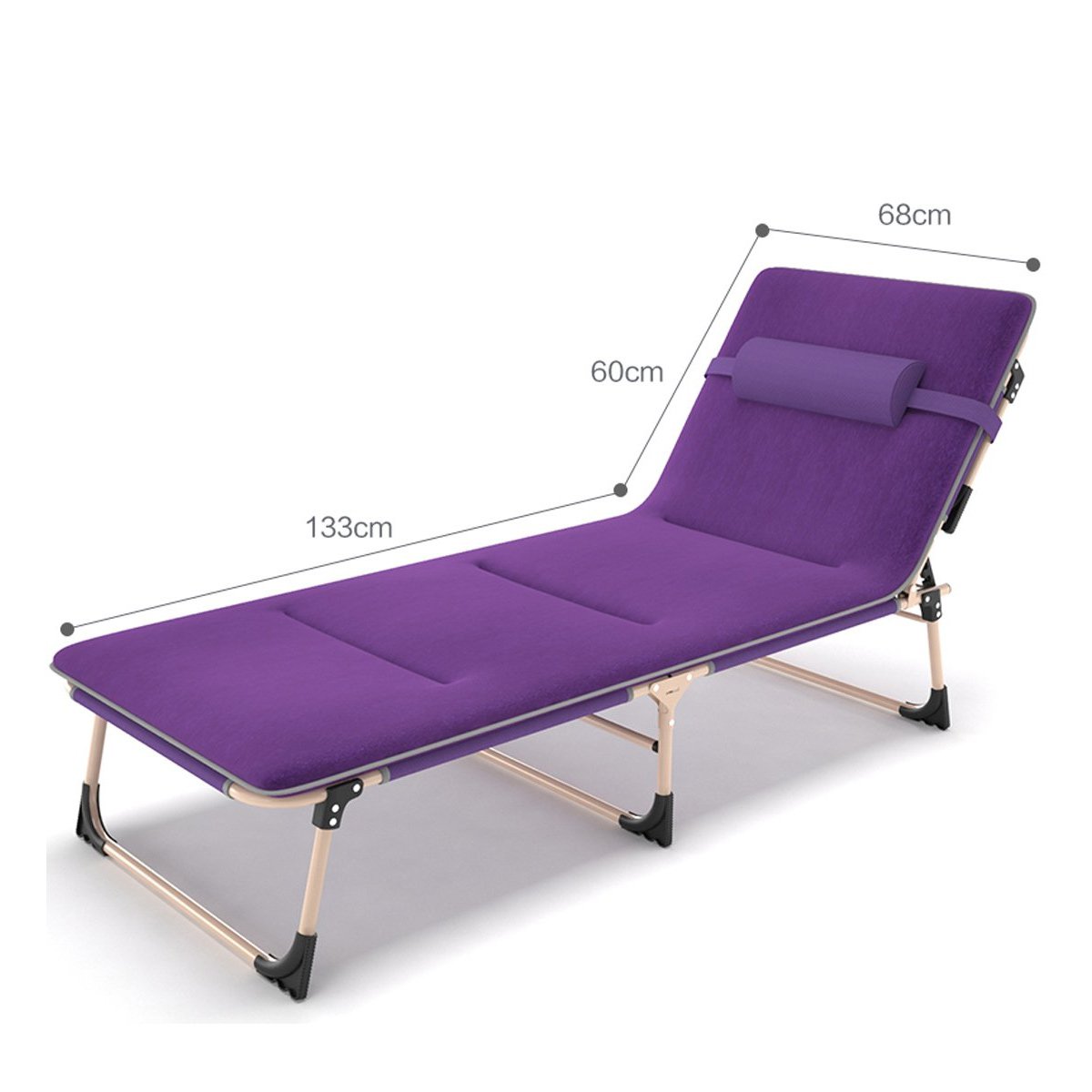 折叠床办公室单人简易午休床 折叠躺椅 带支撑杆三折床 加棉垫款