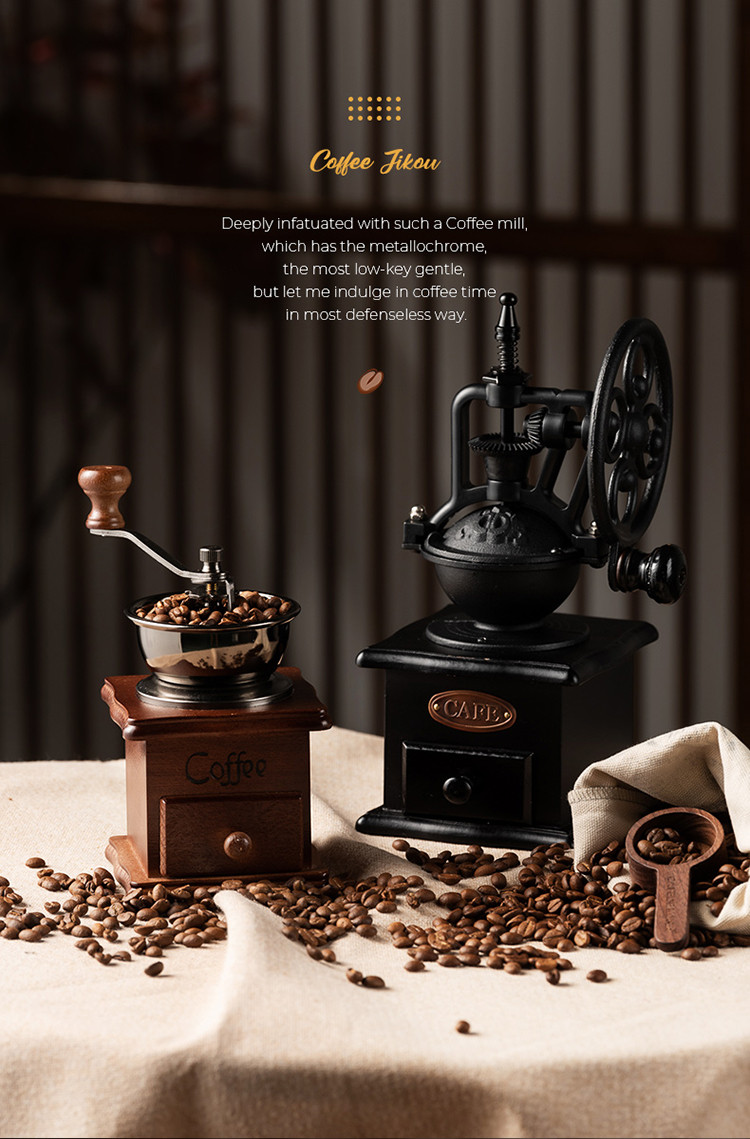 经典复古手摇磨豆机小型咖啡豆研磨机手磨咖啡机套装