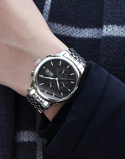 卡罗莱18年新品时尚经典商务多功能六针机械男表休闲防水钢带男士手表