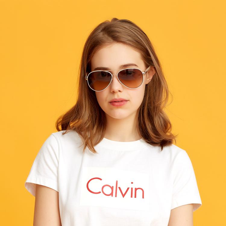 Calvin Klein 【爆款】ck休闲复古飞行员系列轻奢墨镜男女款高清驾驶太阳镜 In Brown