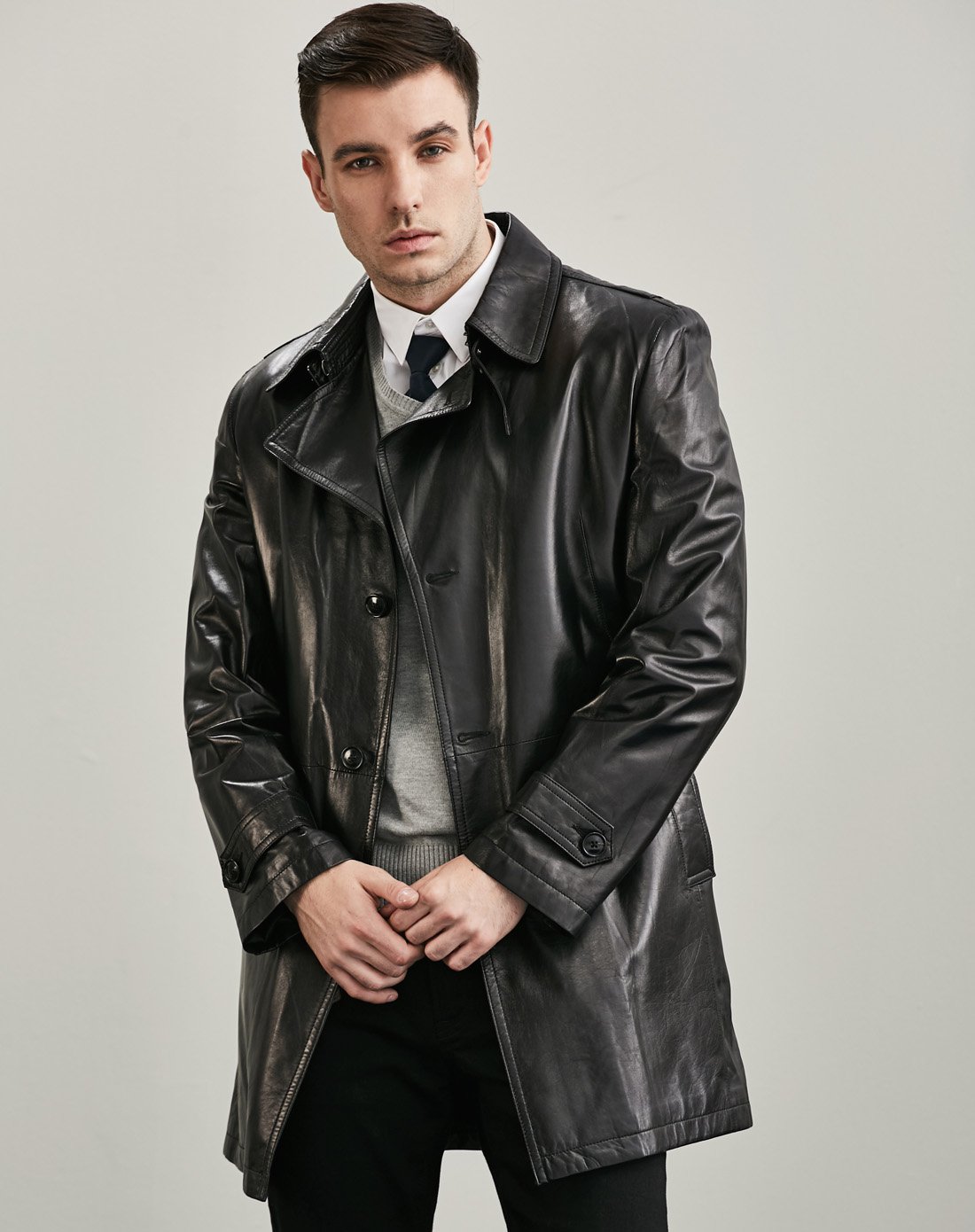 nt 男装长款绵羊皮真皮皮衣外套皮风衣