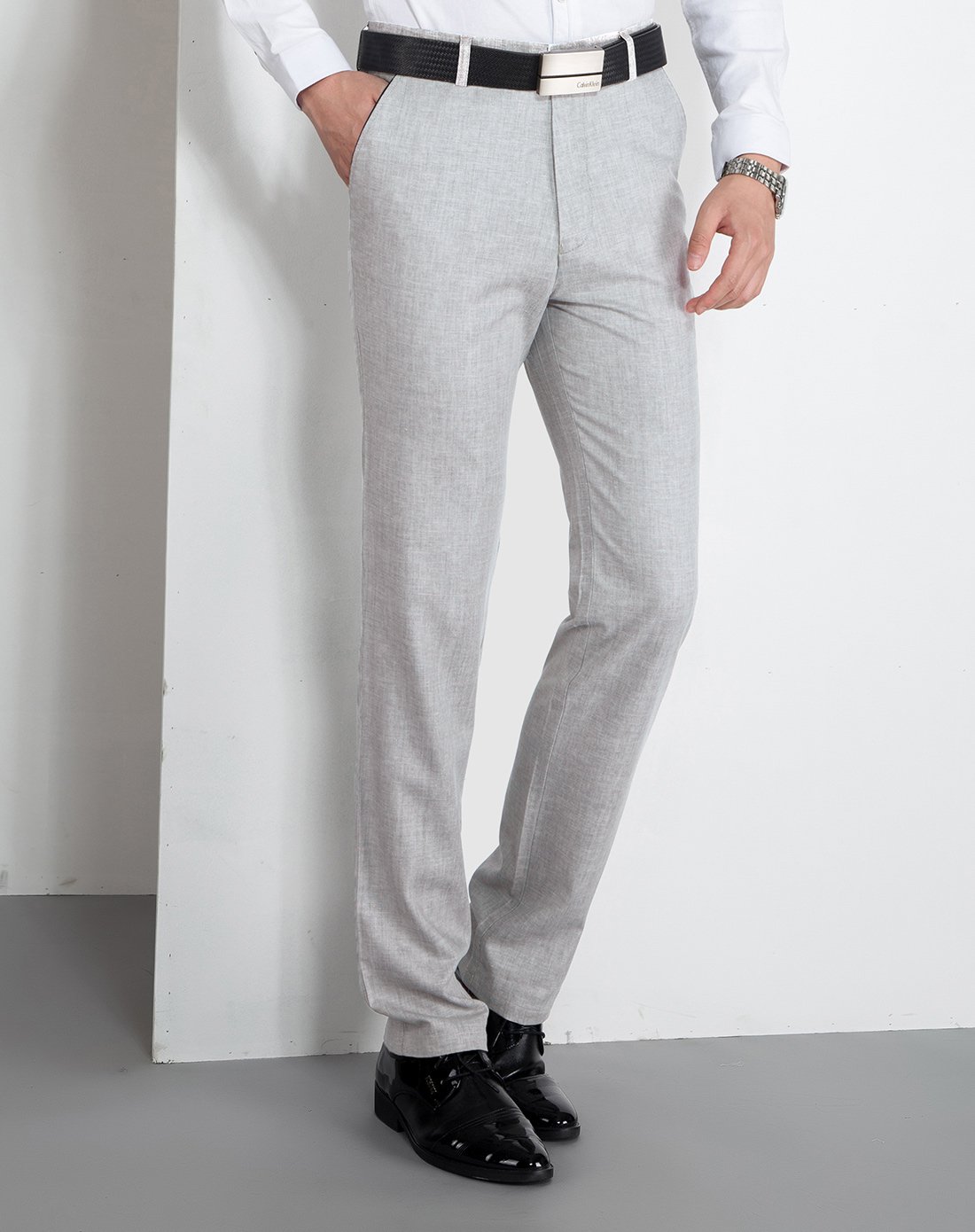 nt男士夏季麻弹力休闲裤男亚麻直筒宽松修身长裤子男裤