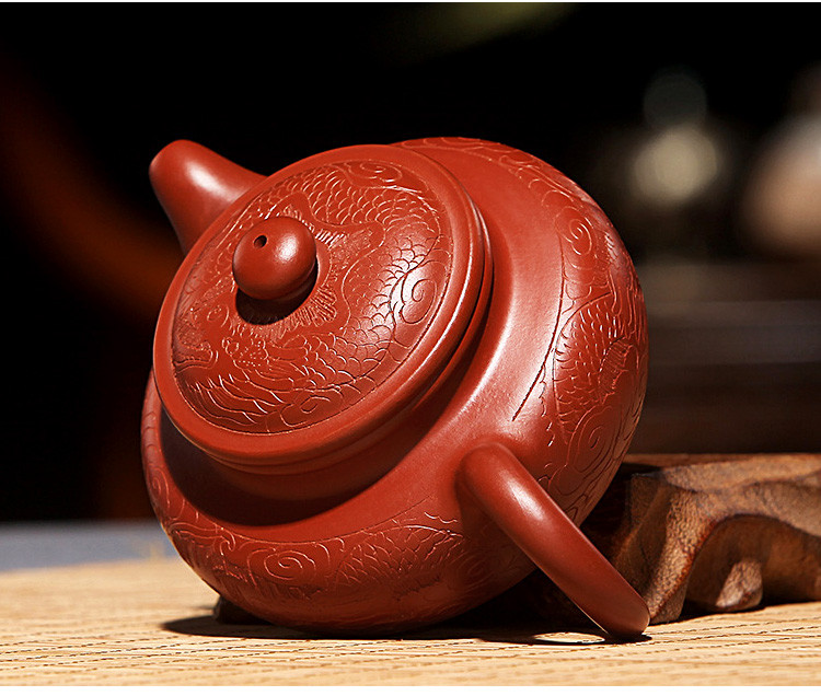 名家方艳玲大红袍泥刻龙仿古壶紫砂茶壶紫砂壶全手工附证书礼盒