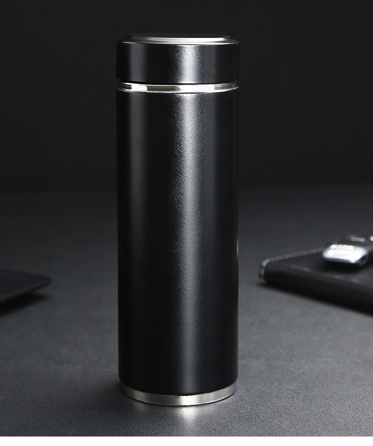 黑色皮纹真空紫砂内胆保温杯茶杯保温水杯男杯子男