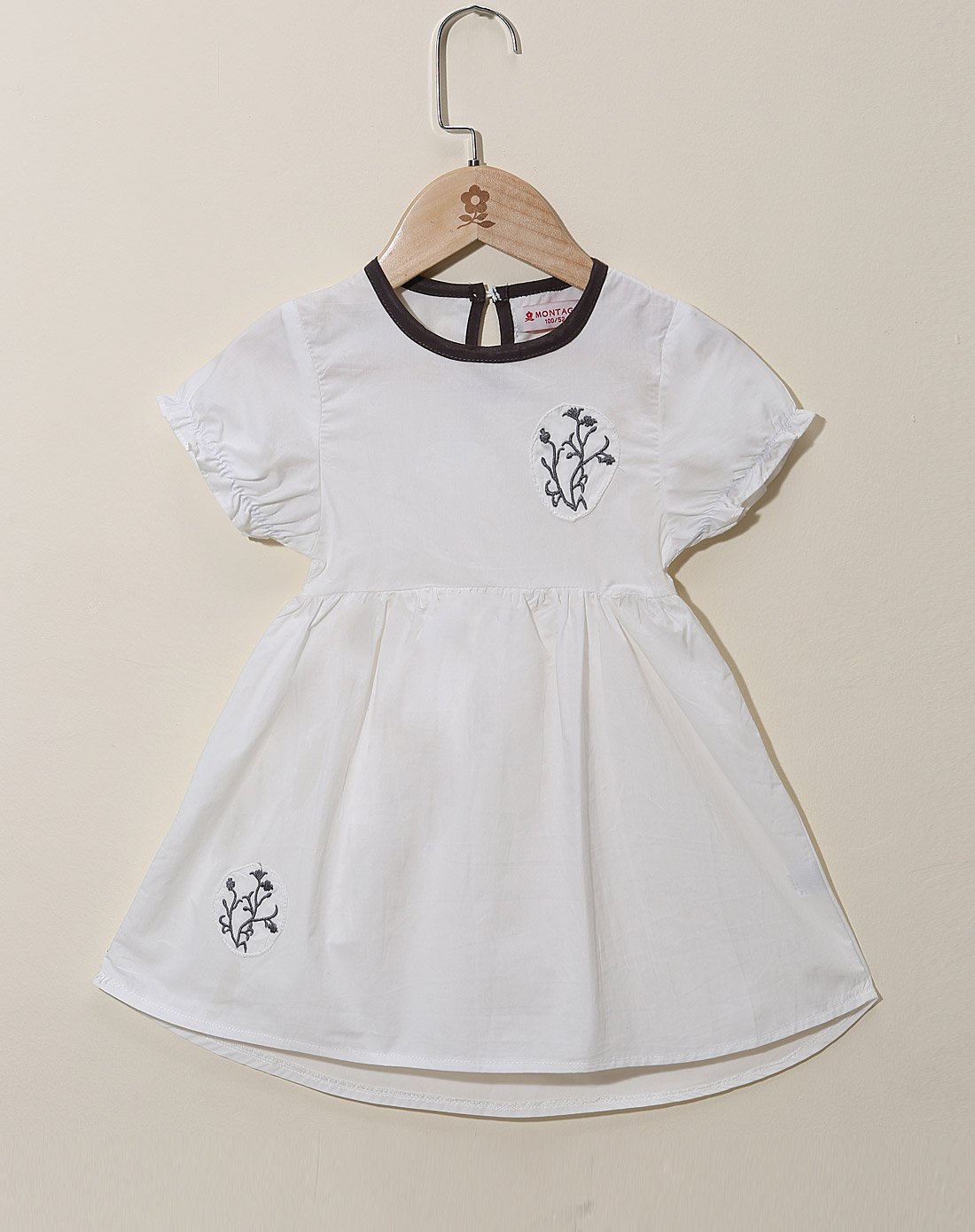 梦特娇童装女童连衣裙夏装中大童2018新款纯棉刺绣短袖连衣裙