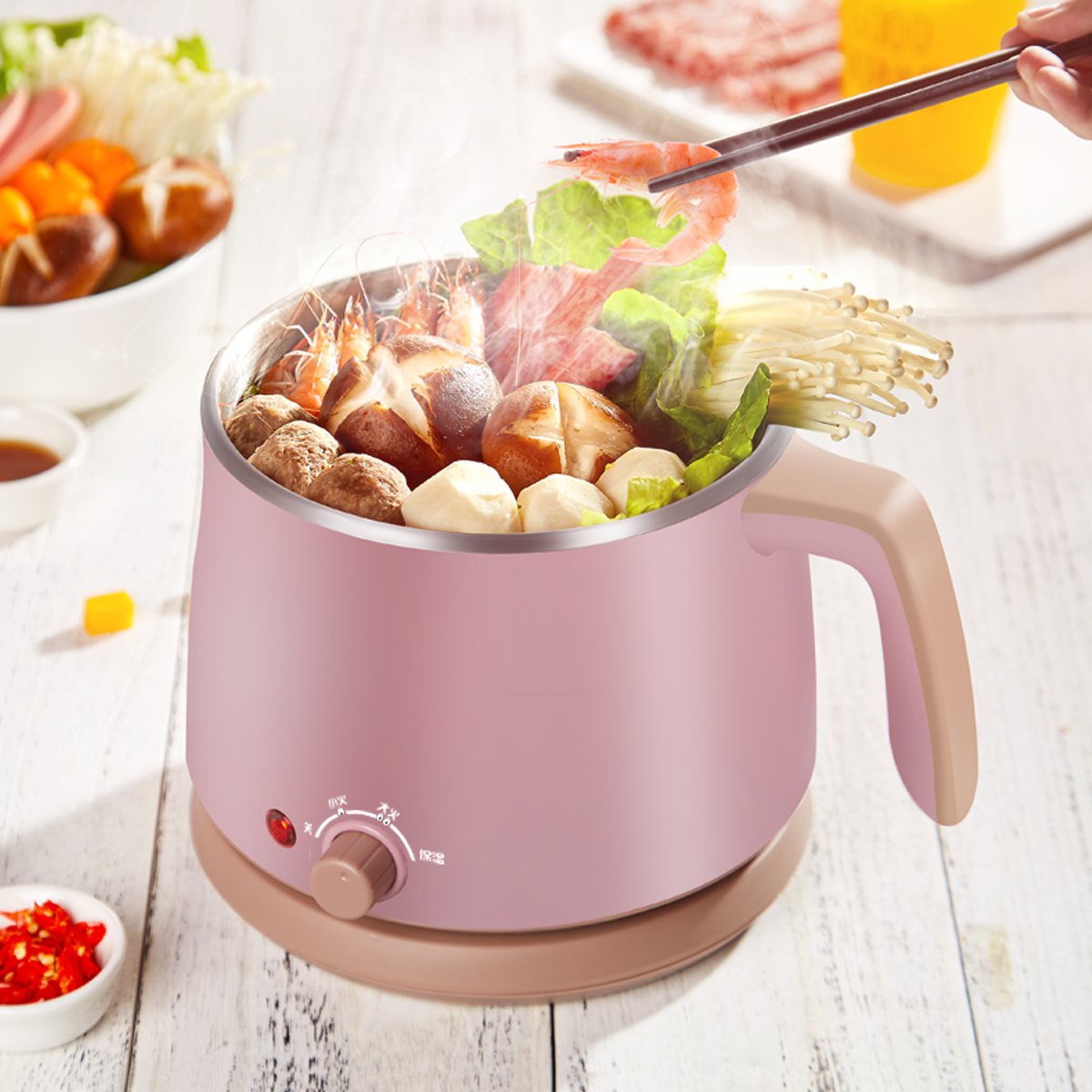 优益y-dzg13迷你电煮锅1人2人学生煮面锅宿舍小功率电热锅寝室泡面杯