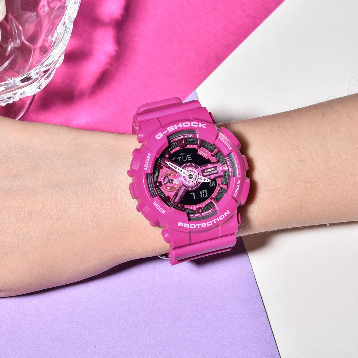 卡西欧手表g-shock系列多功能运动女士手表gma-s110mp-4a3pr_唯漆会