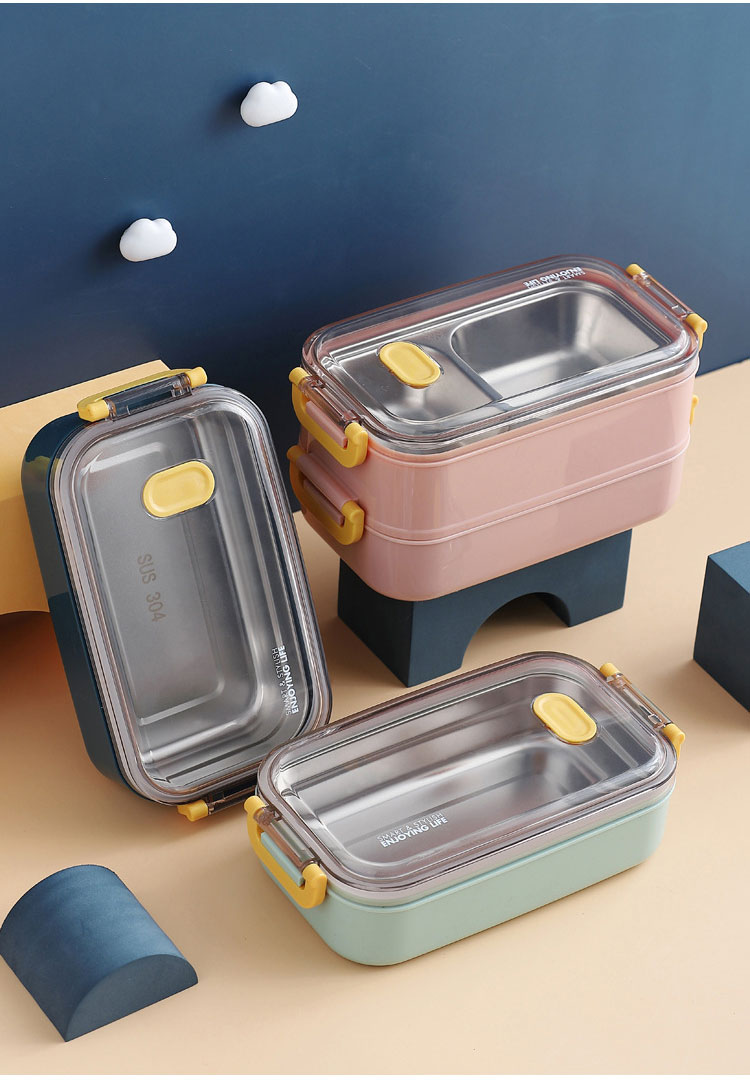保温饭盒双层保温上班族学生饭盒午餐便当盒注水保温不锈钢饭盒