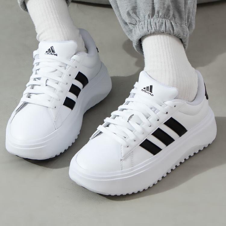 Adidas Originals 女鞋grand Court日常厚底运动休闲鞋小白鞋 In White