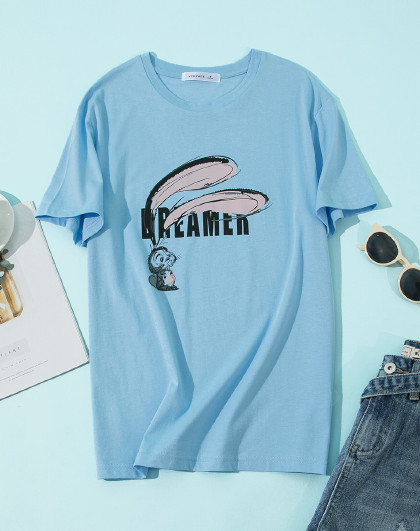 【动物图案印花】2019夏季新款字母动物图案印花t恤女