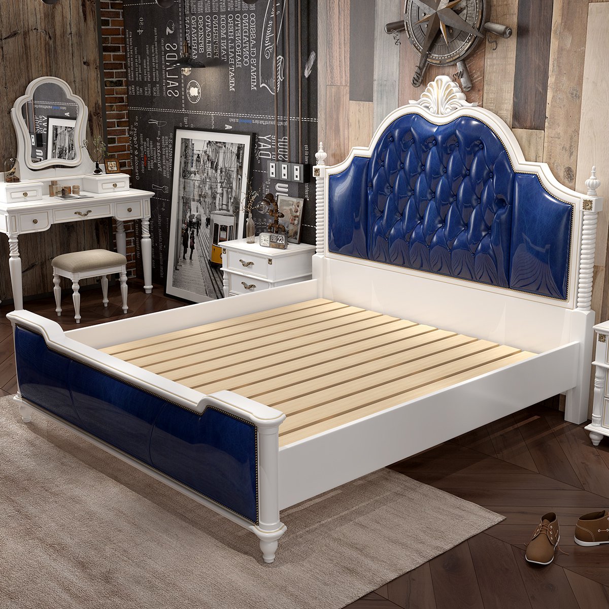 美式主卧双人床1.5米1.8米大床