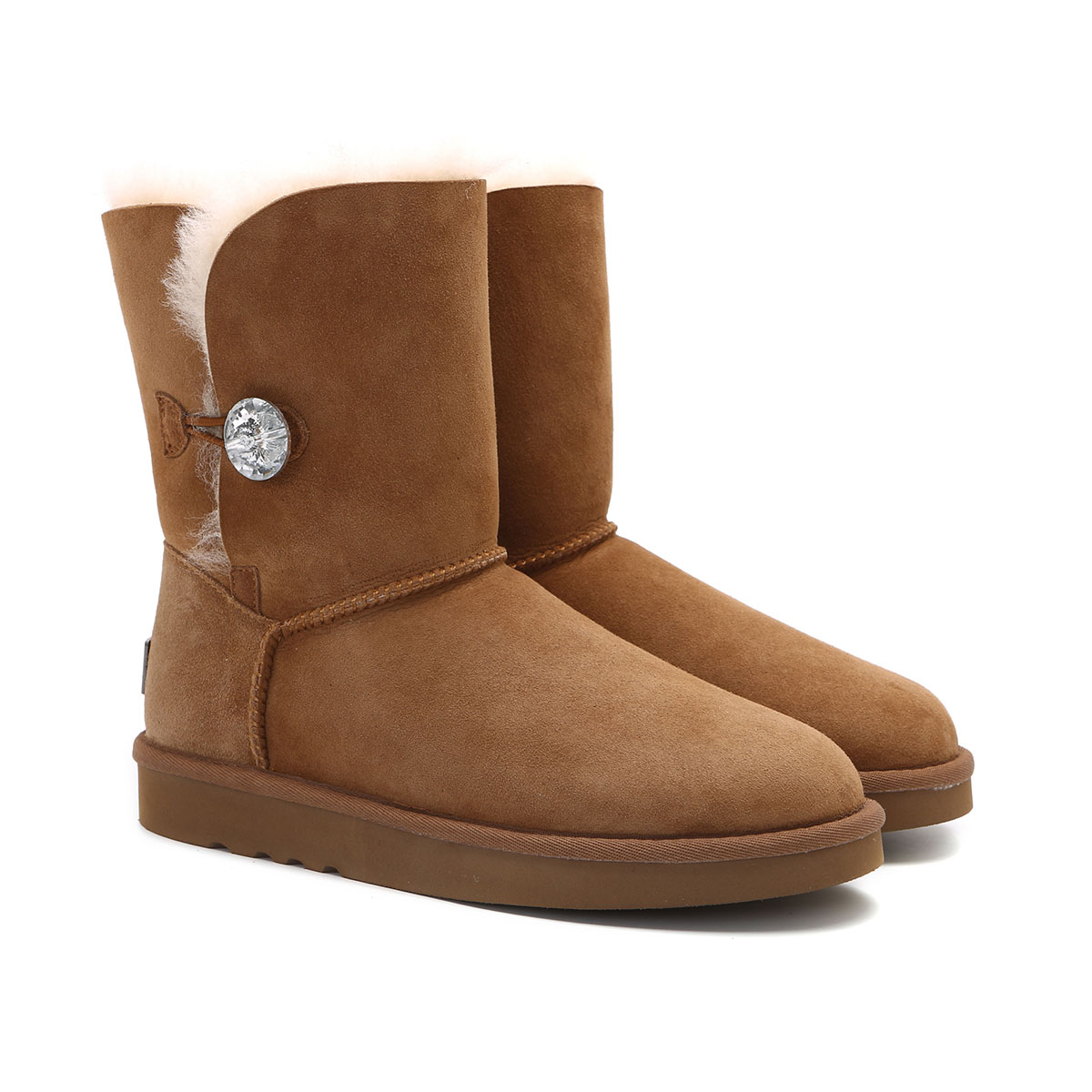 nock品牌澳洲新款羊皮毛一体雪地靴女水晶搭扣时尚百搭平跟大码厚底