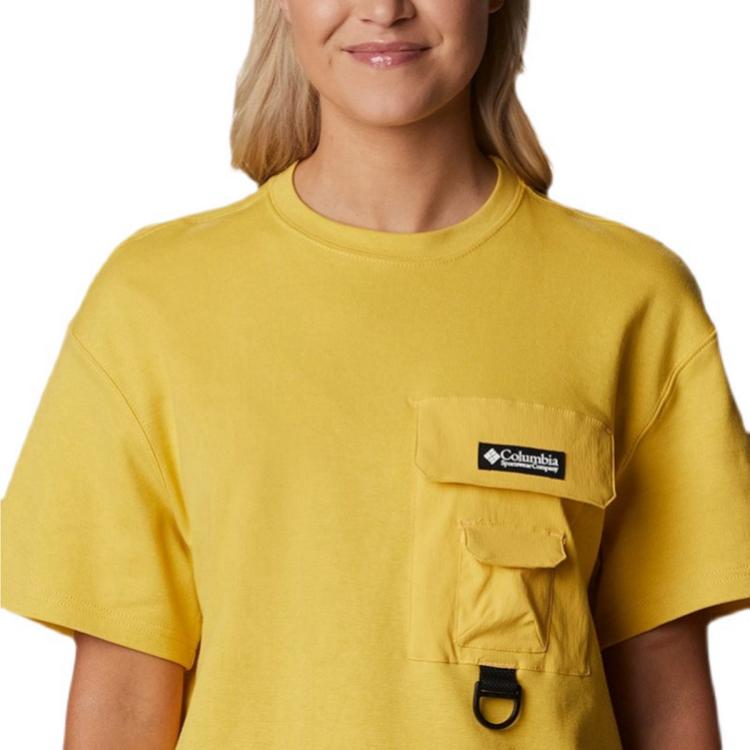 Columbia 运动户外女子短袖防晒吸湿快干透气圆领短袖t恤 In Yellow