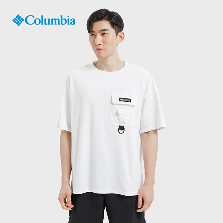 Columbia 户外男子upf50防晒防紫外舒适透气圆领短袖t恤 In White