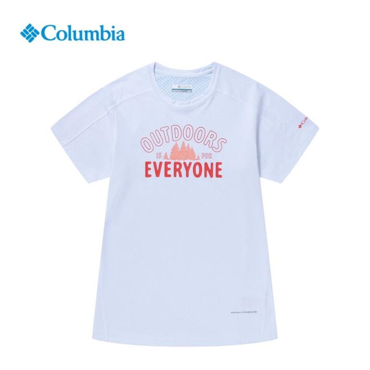 Columbia 户外女子运动短袖吸湿透气百搭休闲圆领短袖t恤 In White