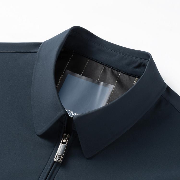 罗蒙 【垂感丝滑】无痕领经典老干部夹克男商务外套男士夹克春秋男外套